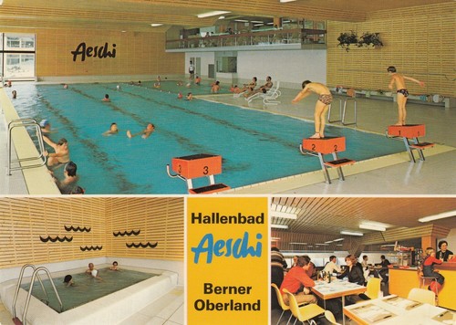 Postkarte hallenbad aeschi - -, /